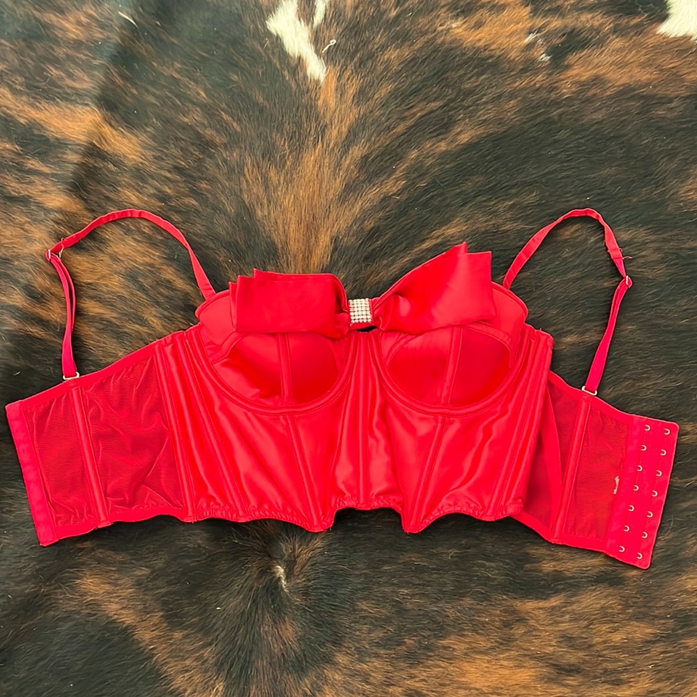 Red. Diamonds. Corset. Lingerie. Victoria’s Secret. Push up. Women’s. Top.